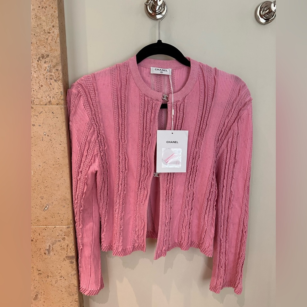 Chanel Pink Knit Cardigan